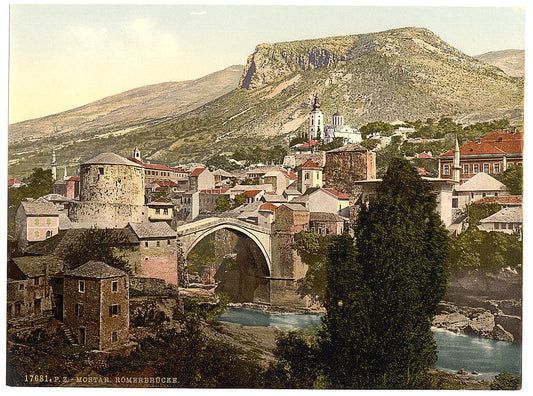 A picture of Mostar, Romer Bridge, Herzegowina, Austro-Hungary