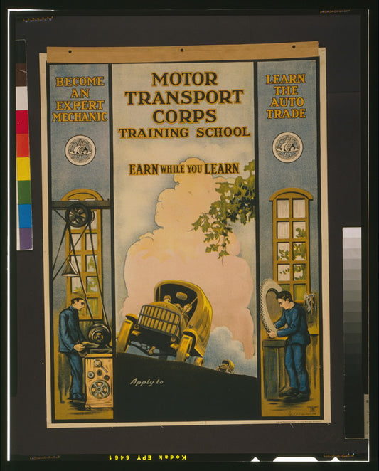 A picture of Motor Transport Corps training school Earn while you learn /