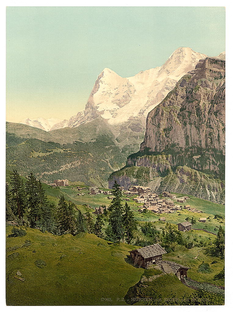 A picture of Mount Eiger and Monch, Mürren, Bernese Oberland, Switzerland