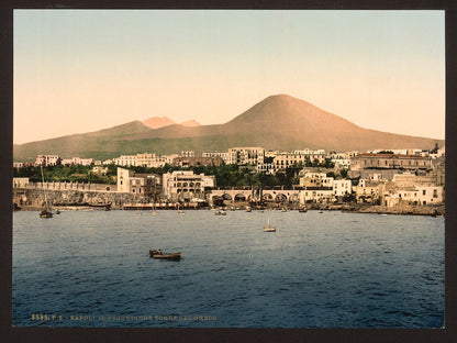 A picture of Mount Vesuvius, with Torre de Creco (i.e. Torre del Greco), Naples, Italy