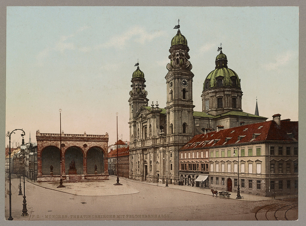 A picture of München. Theatinerkirche mit Feldherrnhalle
