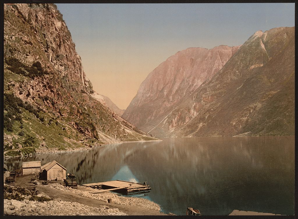 A picture of Naerofjord (i.e., Nærøyfjord) from Gudvangen, Sognefjord, Norway