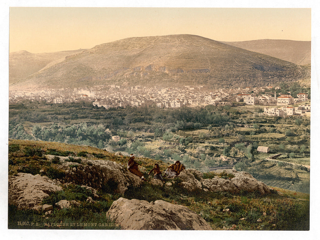 A picture of Napulus and Mount Gerizim, Napulus, Holy Land, (i.e., Nablus, West Bank)