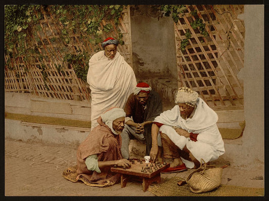 A picture of Negroes playing chess, Algiers, Algeria