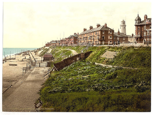 A picture of North Parade (i.e., promenade), Southwold, England