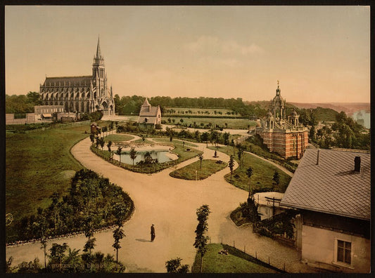 A picture of Notre Dame de Bon Secours and Joan of Arc's monument, Rouen, France