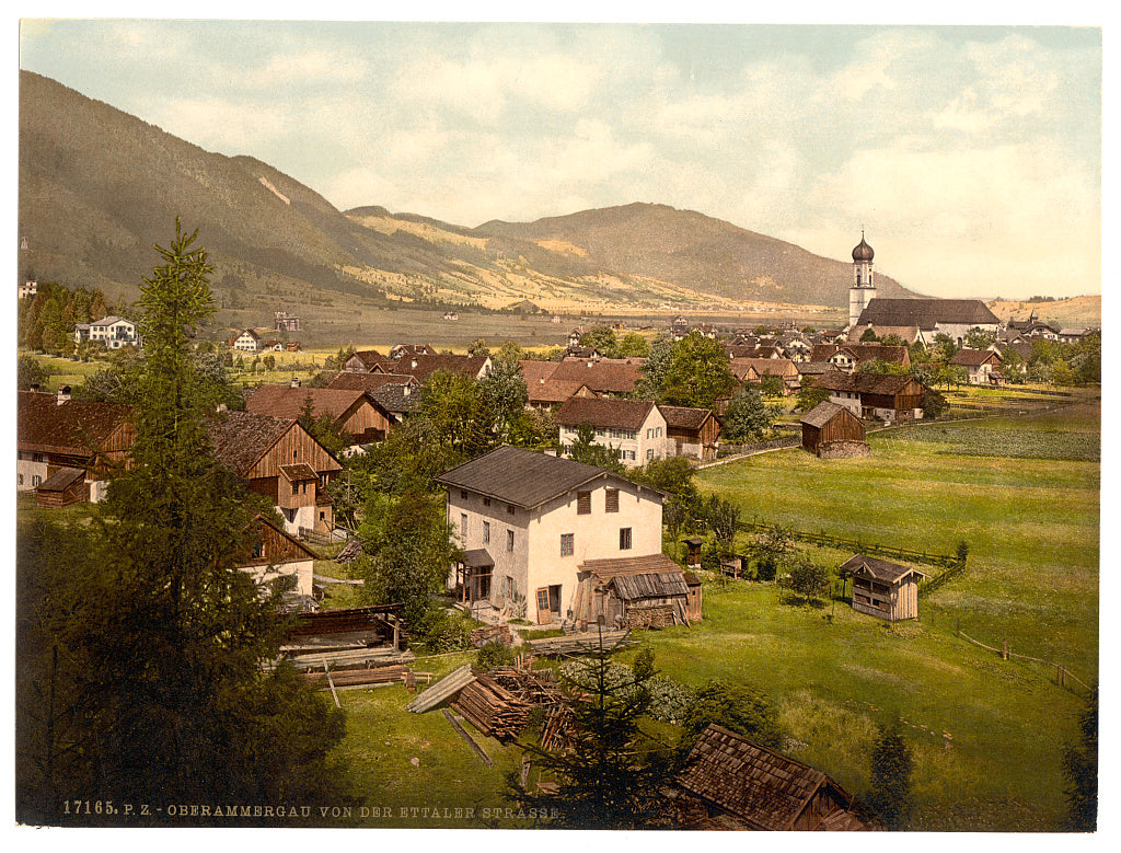 A picture of Oberammergau from Ettaler Street, Upper Bavaria, Germany