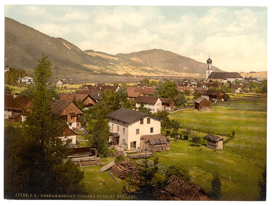 A picture of Oberammergau from Ettaler Street, Upper Bavaria, Germany