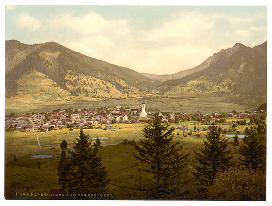 A picture of Oberammergau from Kreus (i.e. Kreuz), Upper Bavaria, Germany