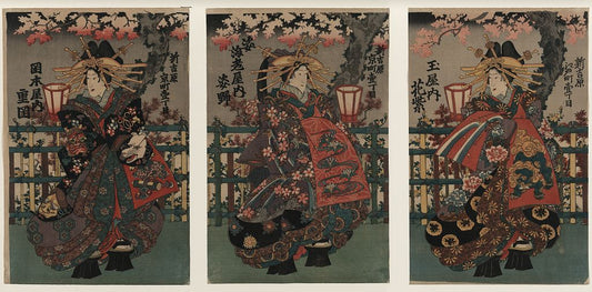 A picture of Okamotoya uchi Shigeoka Sugataebiya uchi Sugatano : Tamaya uchi Hanamurasaki.