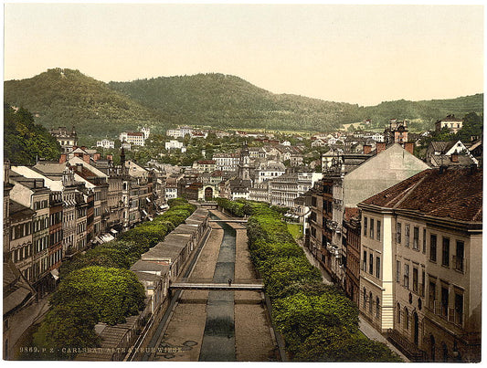 A picture of Old and new roads, Carlsbad, Bohemia, Austro-Hungary
