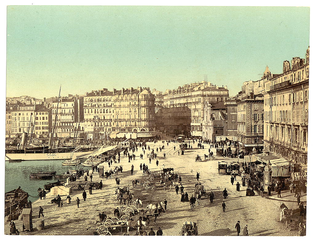 A picture of Old Harbor (Vieux-Port), Marseille, France, with Hotel Beauvau at right