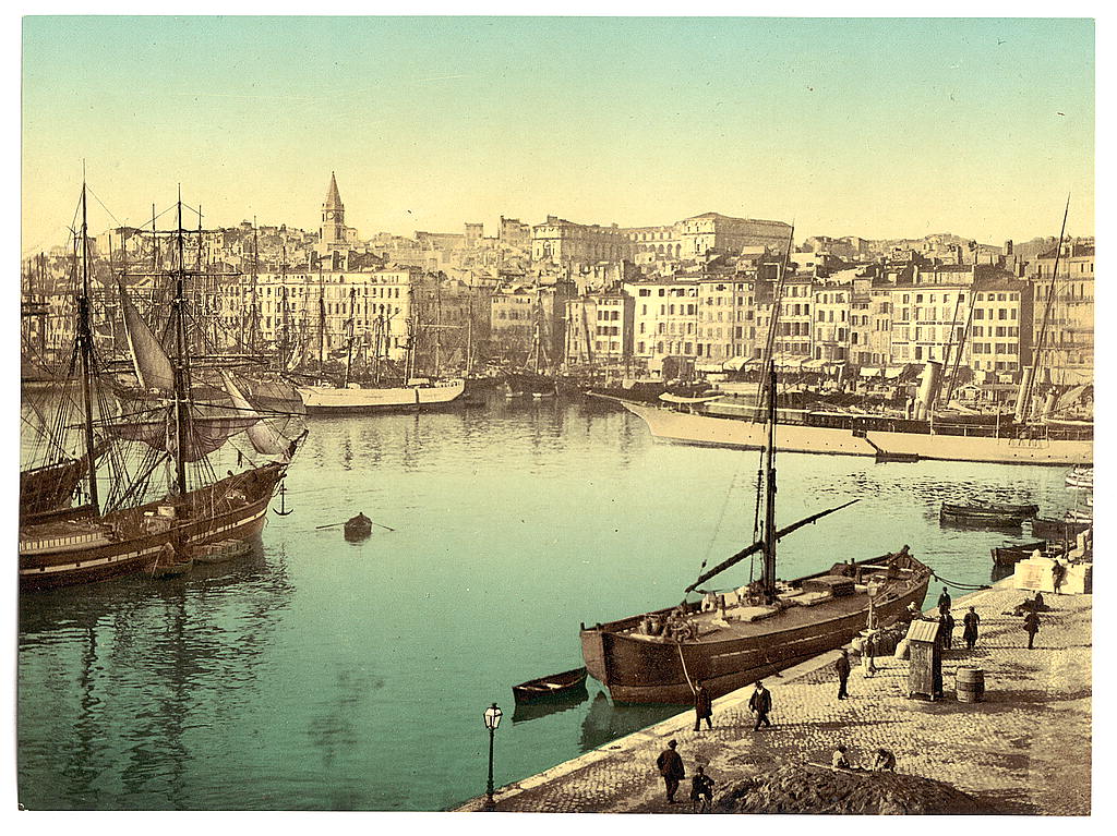 A picture of Old Harbor (Vieux-Port), Marseille, France, with Hôtel-Dieu Hospital in background