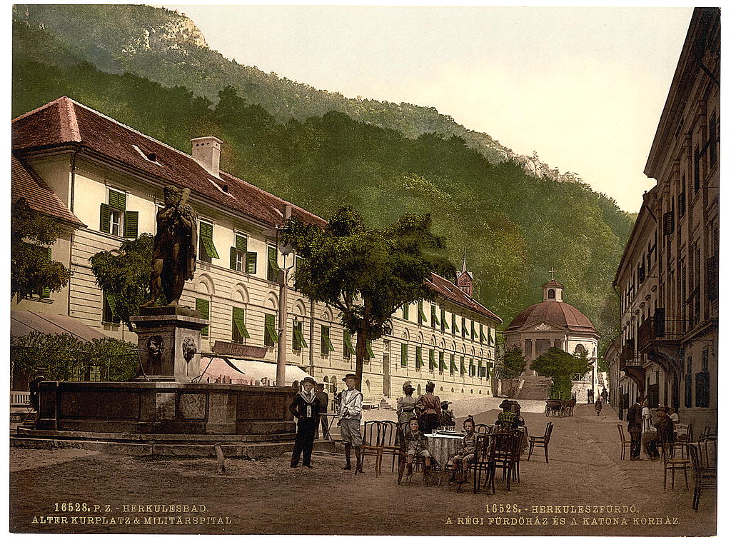 A picture of Old Kurplatz and Military Hospital, Herkulesfürdö, Hungary, Austro-Hungary
