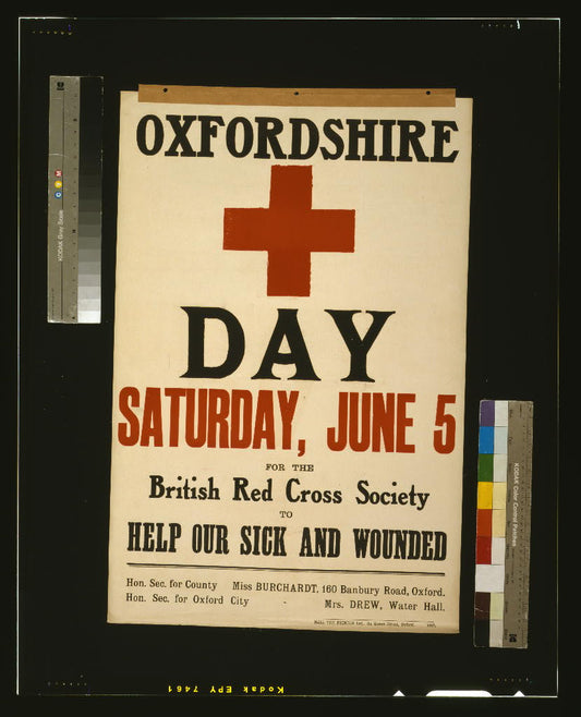 A picture of Oxfordshire Red Cross day, Saturday, June 5, for the British Red Cross Society to help our sick and wounded