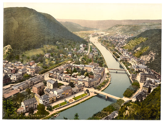 A picture of Panorama, Ems (i.e., Bad Ems), the Rhine, Germany