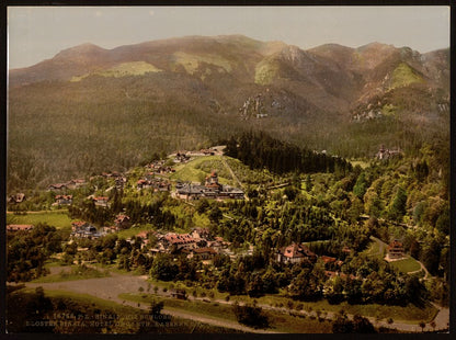 A picture of Pelesch (i.e., Peles) Castle, Kloster Sinaia, hotels, Kaserne, Ungarth and villas, Sinaia, Roumania