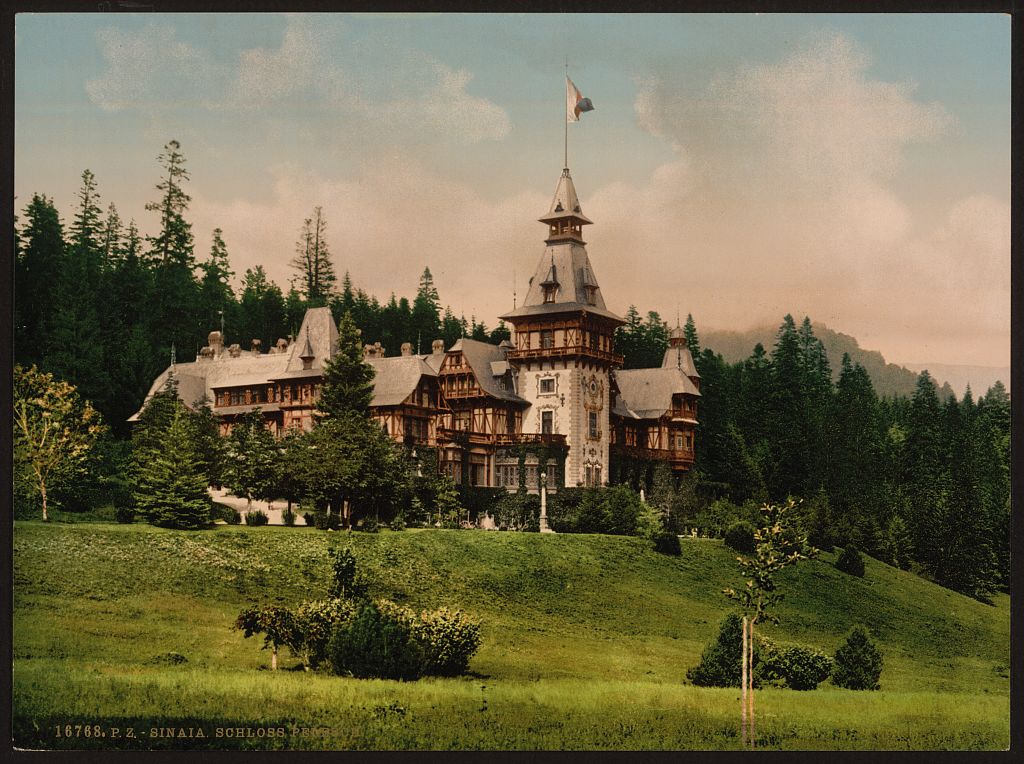 A picture of Pelesch (i.e., Peles) Castle, Sinaia, Roumania