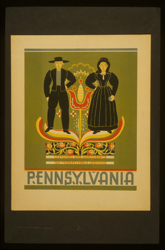 A picture of Pennsylvania Costumes and handicrafts, the Pennsylvania Germans.