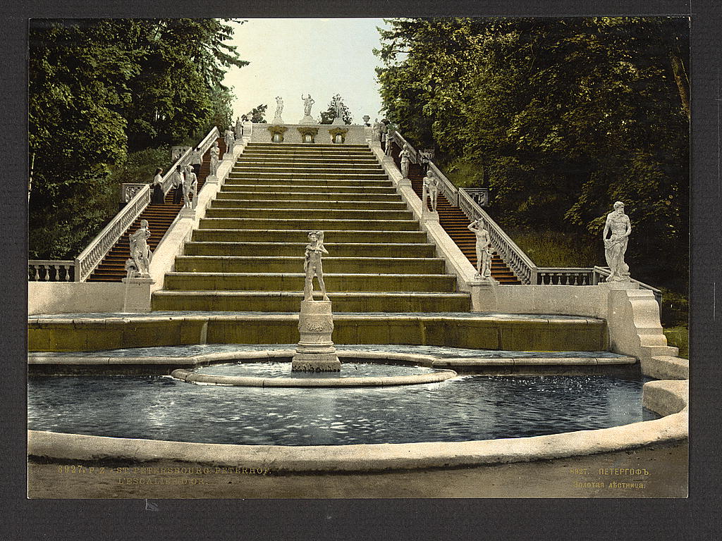 A picture of Peterhof golden stair, St. Petersburg, Russia