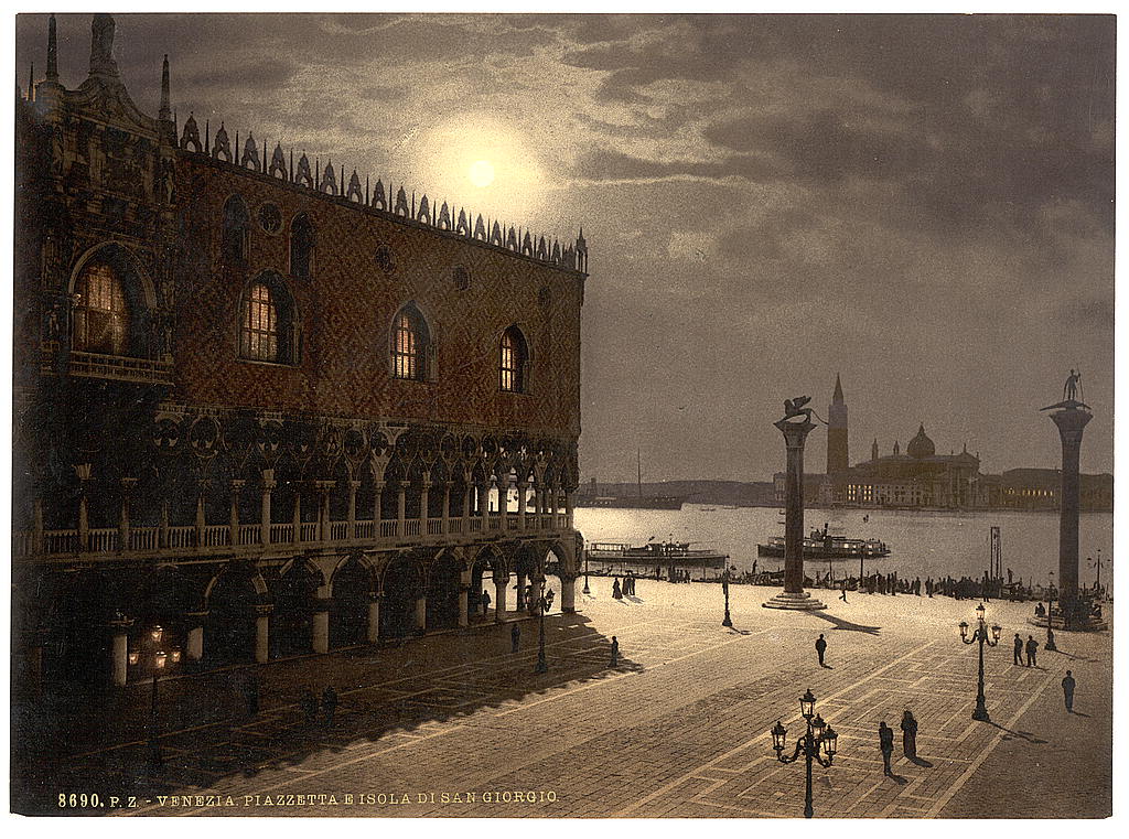 A picture of Piazzetta and San Georgio by moonlight, Venice, Italy