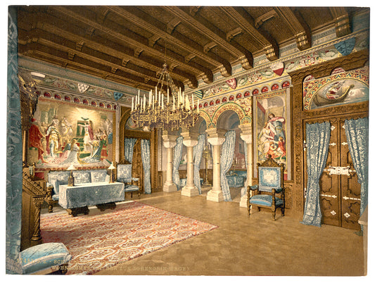 A picture of Pictures of  the Lohengrin story, drawing room, Neuschwanstein Castle, Upper Bavaria, Germany