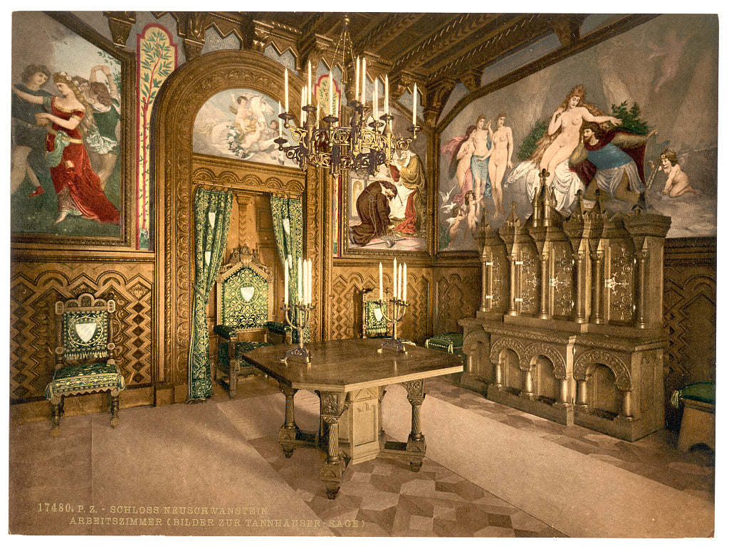 A picture of Pictures of the Tannhauser story, Arbeitszimmer, Neuschwanstein Castle, Upper Bavaria, Germany