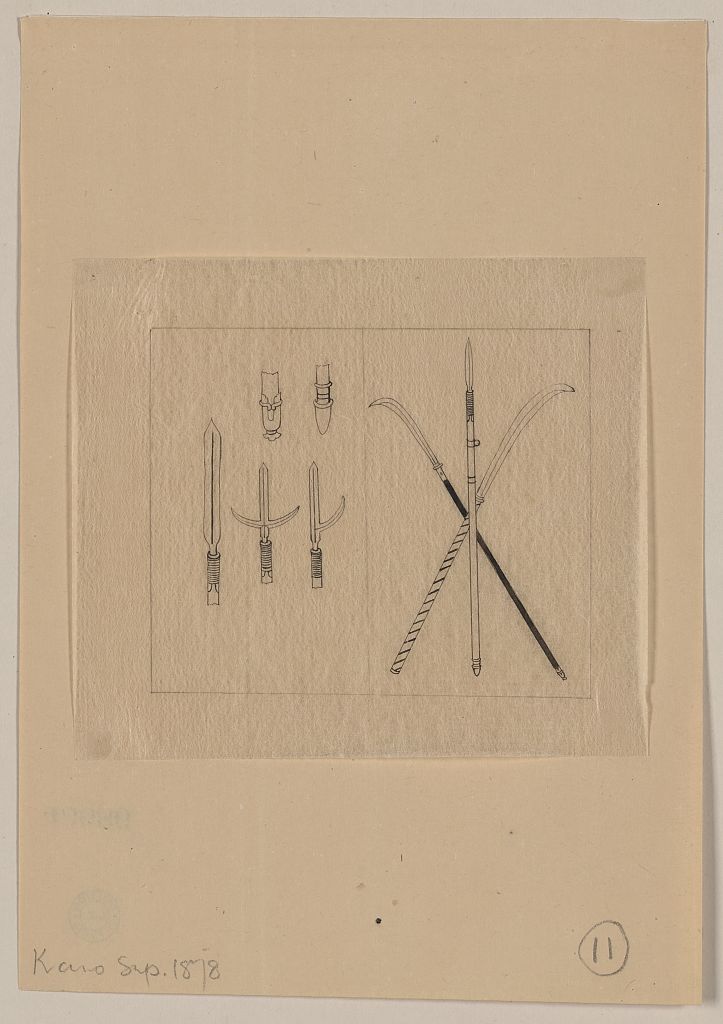 A picture of Pikes or halberds and staffs