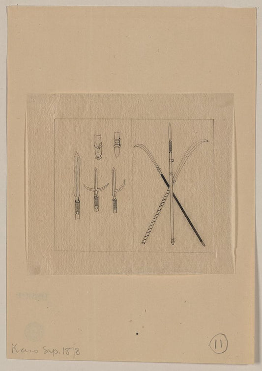 A picture of Pikes or halberds and staffs