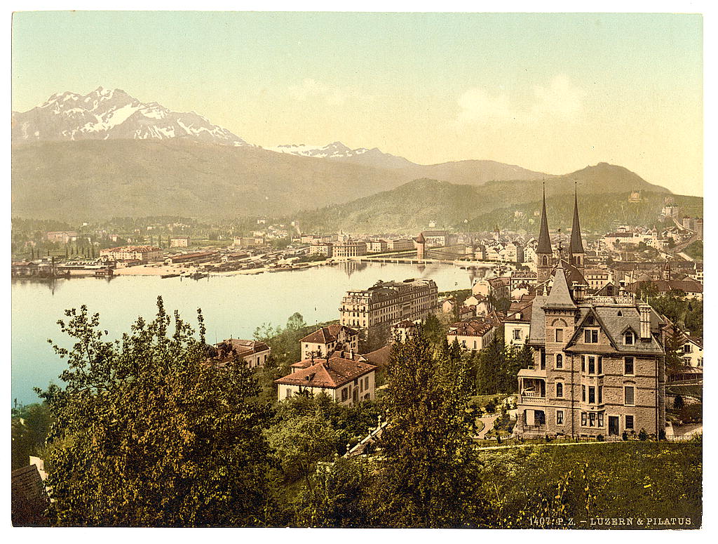 A picture of Pilatus and Lucerne, seen from Neuschweizerhaus, Lucerne, Switzerland