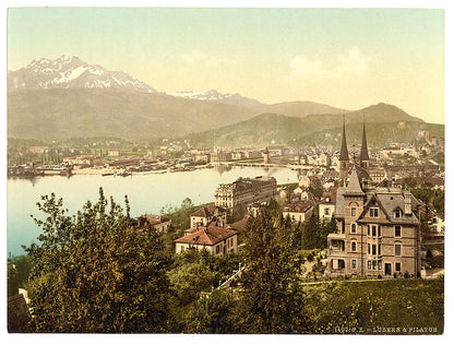 A picture of Pilatus and Lucerne, seen from Neuschweizerhaus, Lucerne, Switzerland