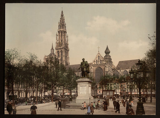 A picture of Place Verte and cathedral, Antwerp, Belgium