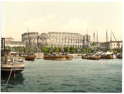 A picture of Pola, the arena, from the sea, Istria, Austro-Hungary