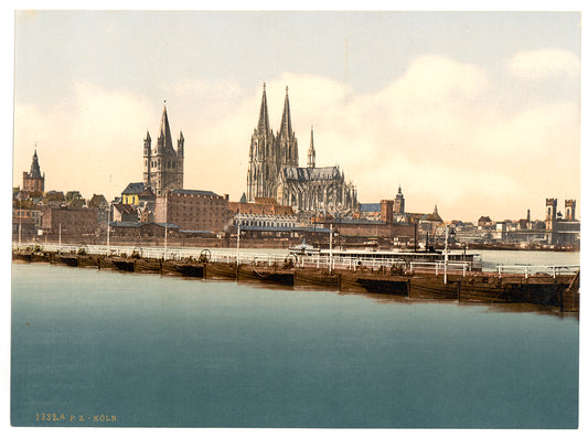 A picture of Pontoon bridge from Deutz, Cologne, the Rhine, Germany