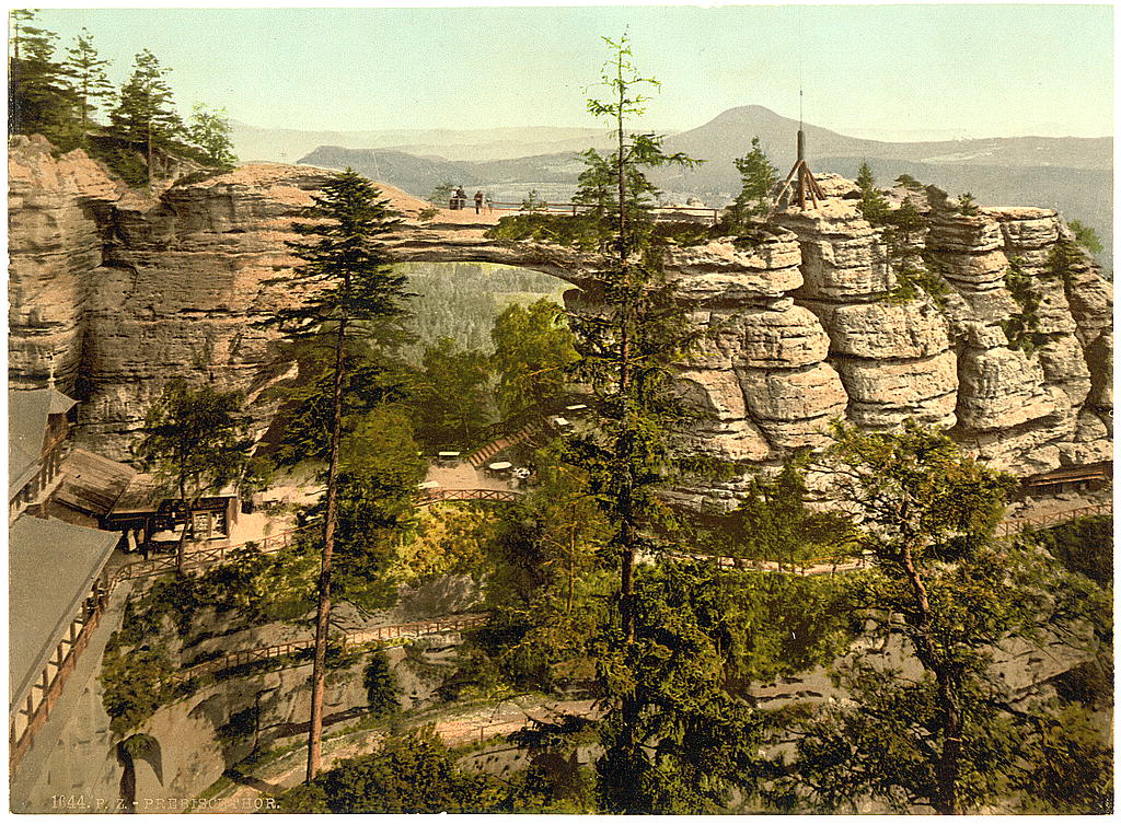 A picture of Prebischtor with Rosenberg, Bohemian Switzerland, Bohemia, Austro-Hungary