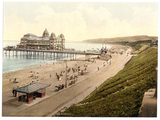 A picture of Prominade (i.e., promenade) from station, Colwyn Bay, Wales