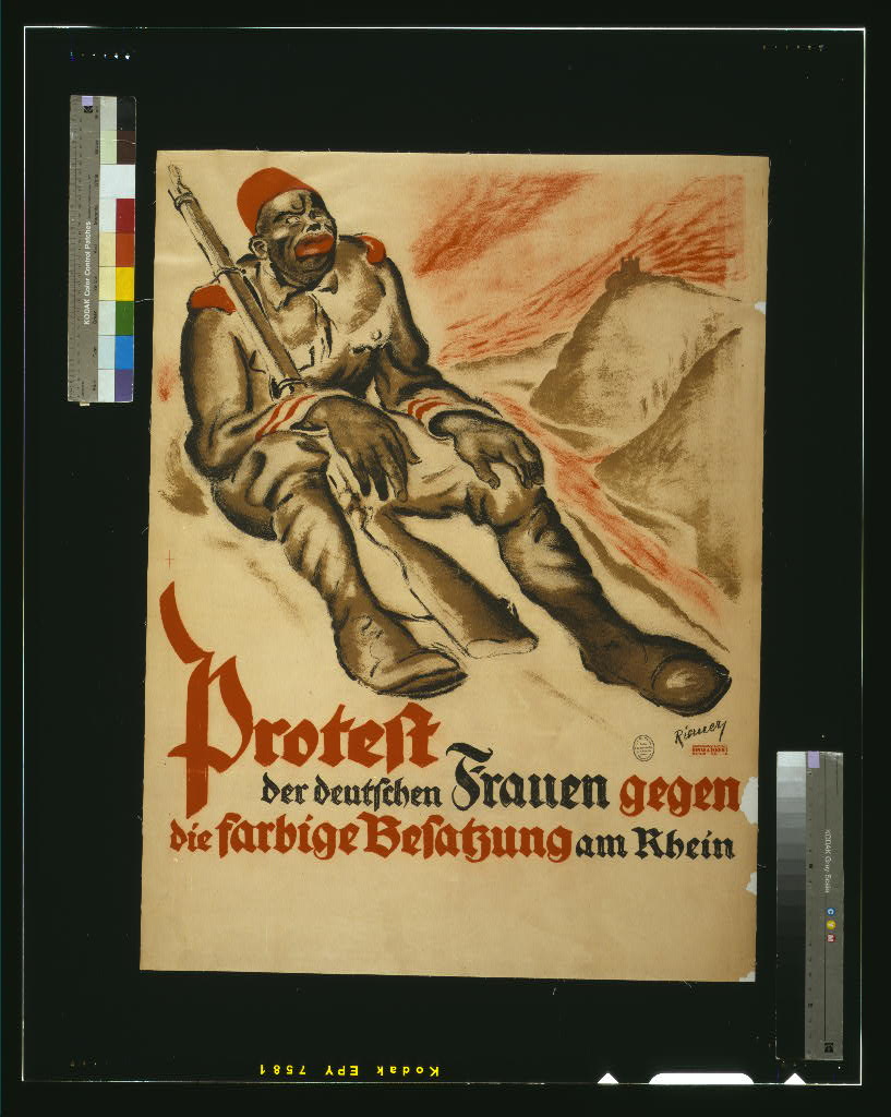 A picture of Protest der deutschen Frauen gegen die farbige Besatzung am Rhein