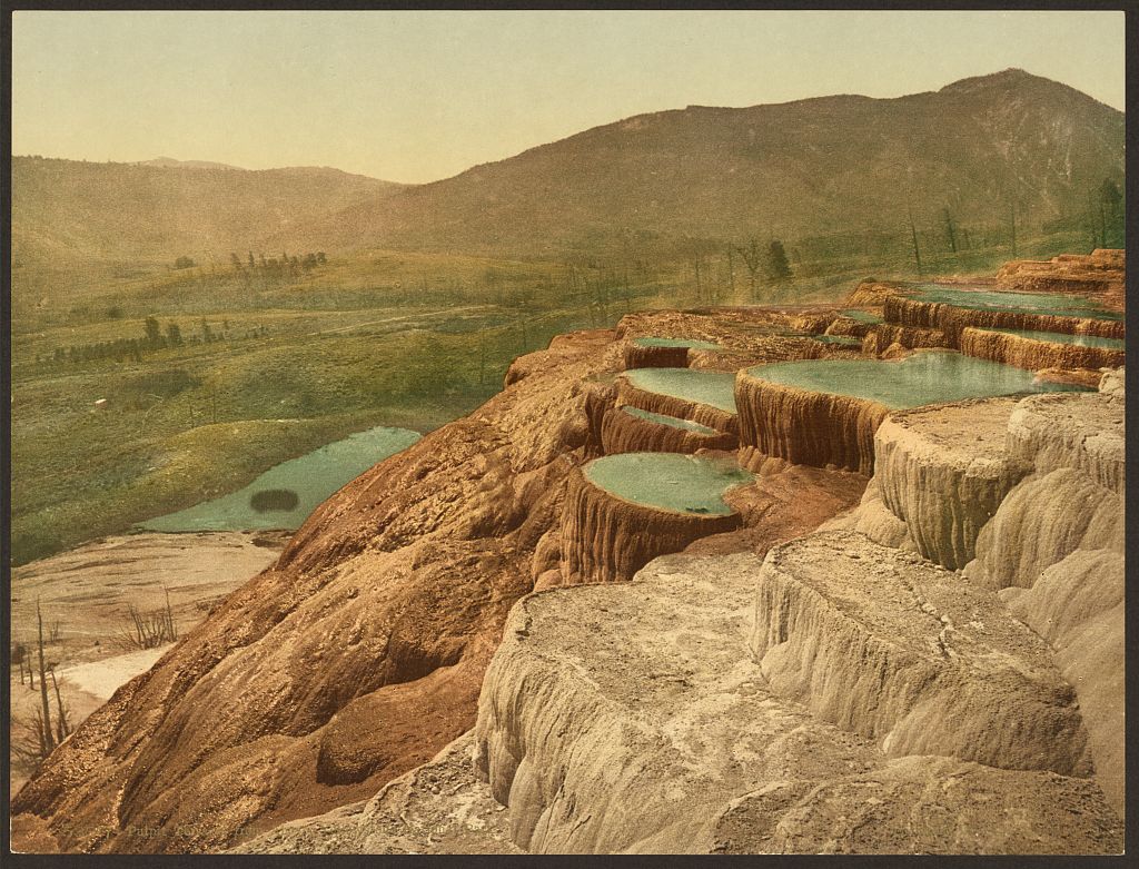 A picture of Pulpit Terraces from above, Yellowstone National Park