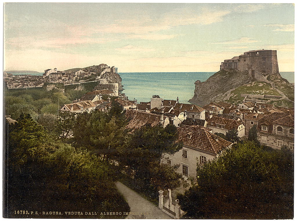 A picture of Ragusa, view from the Imperial Hotel, Dalmatia, Austro-Hungary