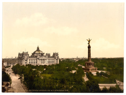 A picture of Reichstag House, with Triumphal Column, Berlin, Germany