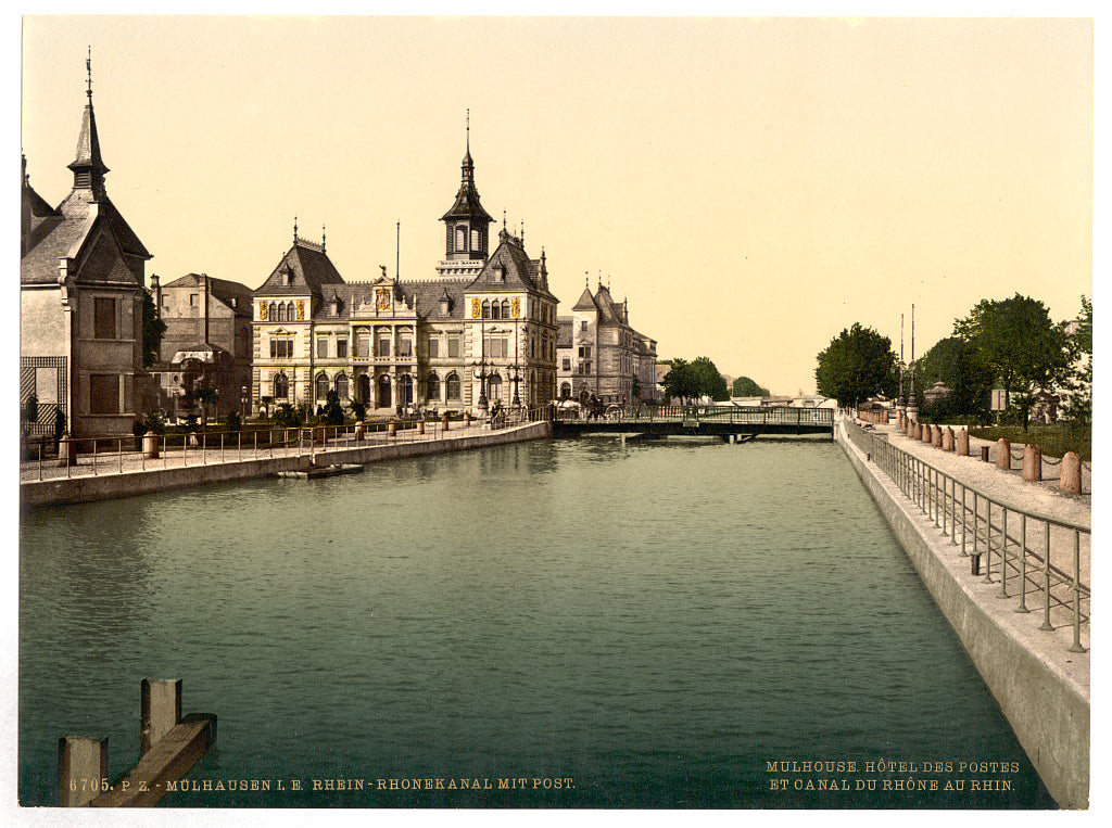 A picture of Rhone and Rhine Canal and Post, Mulhausen, Alsace Lorraine, Germany