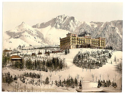 A picture of Rochers de Naye, and Hotel de Caux, in winter, Geneva Lake, Switzerland