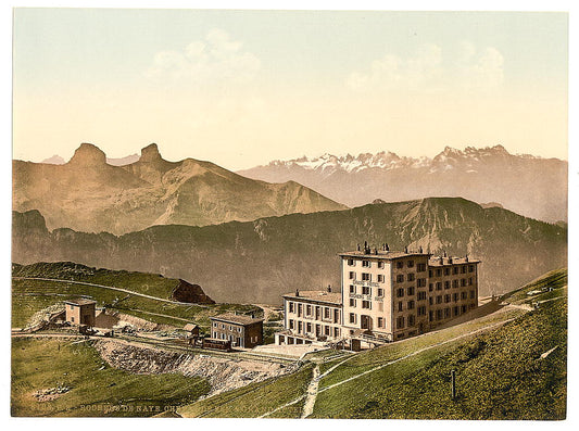 A picture of Rochers de Naye Grand Hotel, and railroad, Geneva Lake, Switzerland