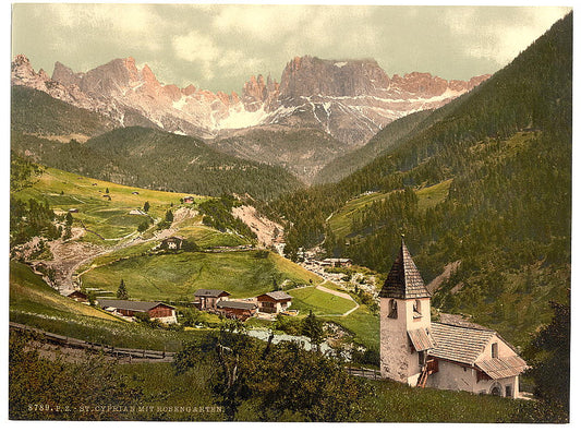 A picture of Rosengarten and St. Cyprian, Tyrol, Austro-Hungary