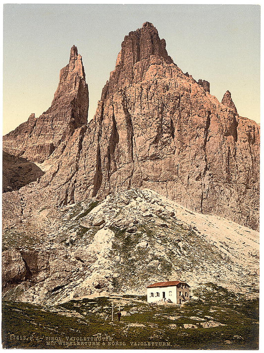 A picture of Rosengarten Group from Winklerturm, Tyrol, Austro-Hungary