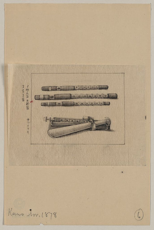 A picture of Ryūteki, Japanese transverse flutes and case