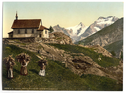 A picture of Saas Fee, church and Rimpfischhorn, Valais, Alps of, Switzerland