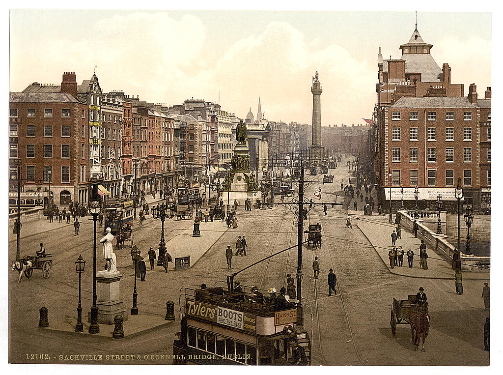 A picture of Sackville Street and O'Connell Bridge, Dublin. County Dublin, Ireland