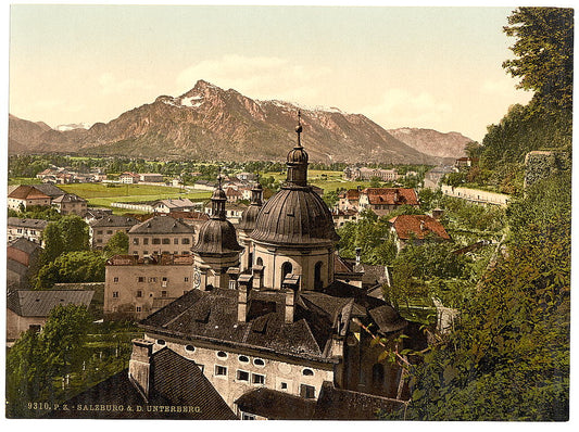A picture of Salzburg, and the Unterberg (i.e., Untersberg), Austro-Hungary