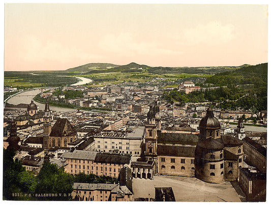 A picture of Salzburg, from Maria Plain, Austro-Hungary